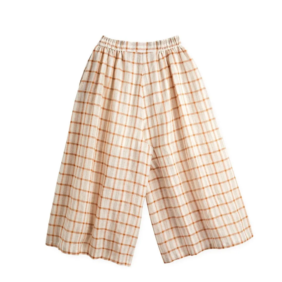 Front Pleated Long Culottes (Brown)