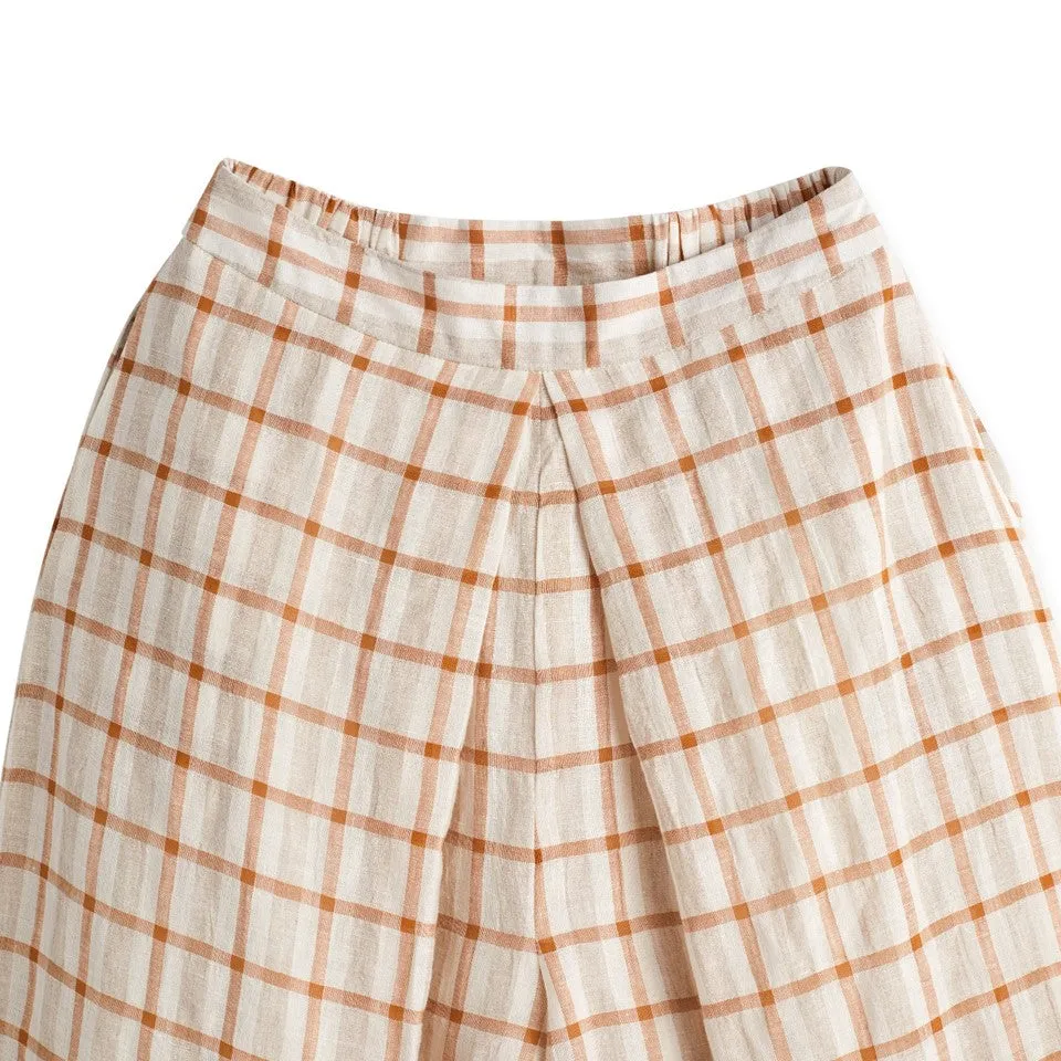 Front Pleated Long Culottes (Brown)