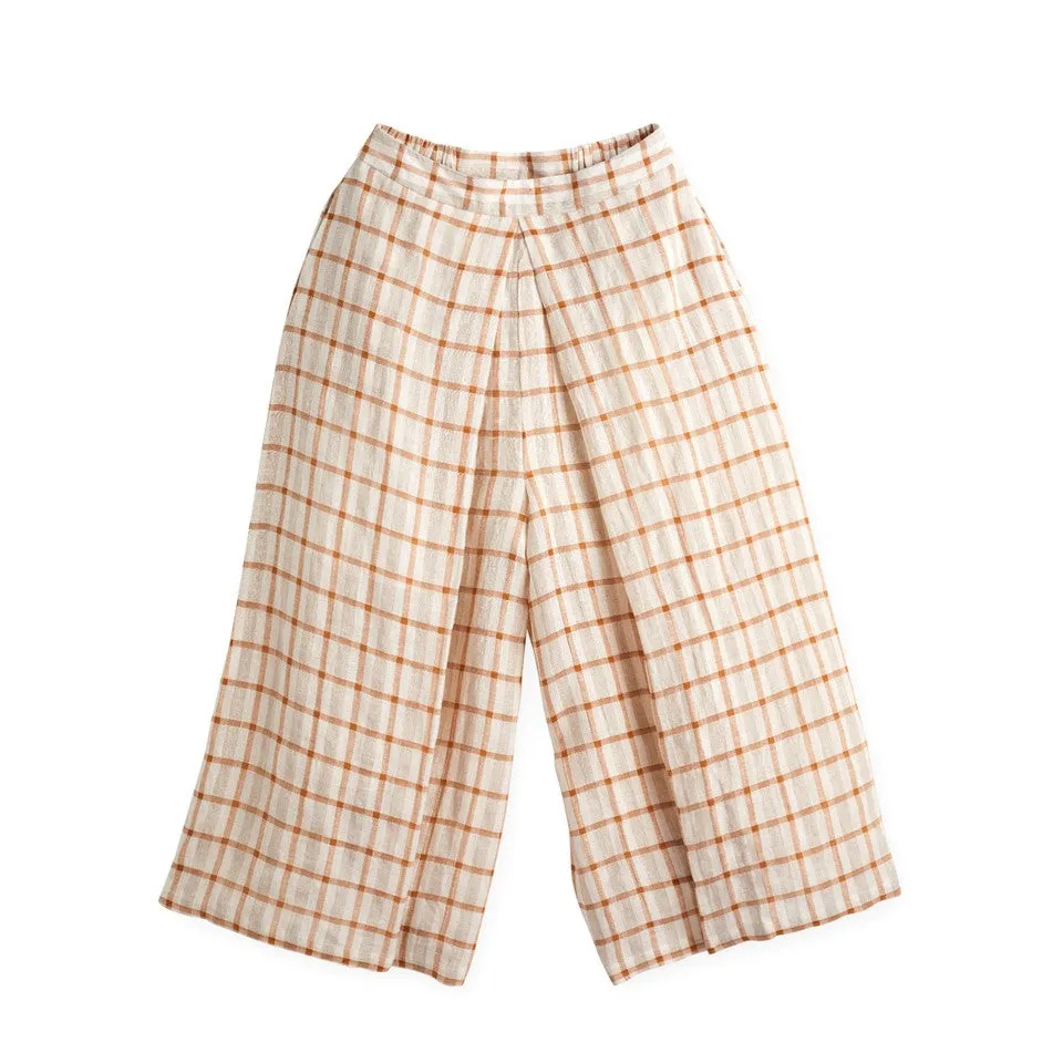 Front Pleated Long Culottes (Brown)