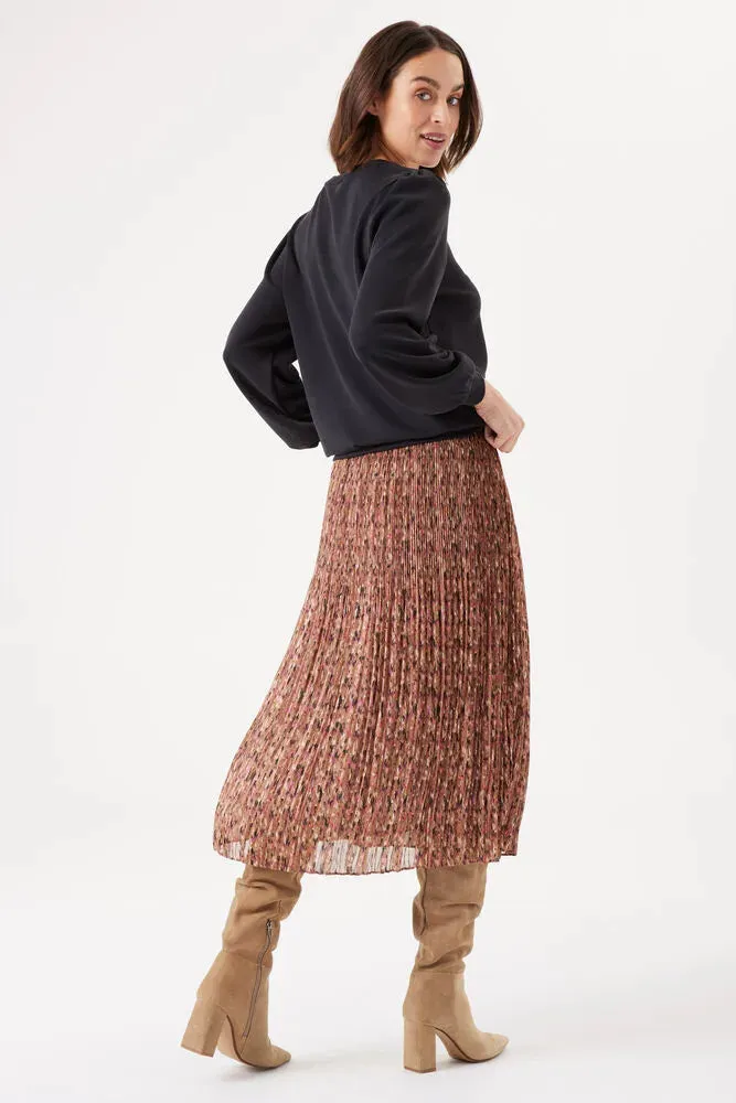 GARCIA WOMEN'S PLEATED MIDI SKIRT WITH ALLOVER PRINT
