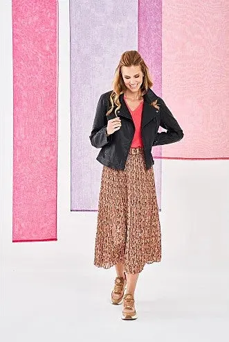 GARCIA WOMEN'S PLEATED MIDI SKIRT WITH ALLOVER PRINT