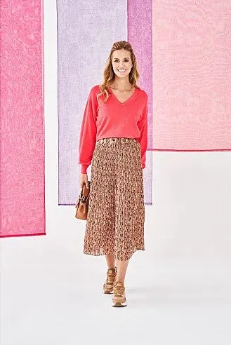 GARCIA WOMEN'S PLEATED MIDI SKIRT WITH ALLOVER PRINT