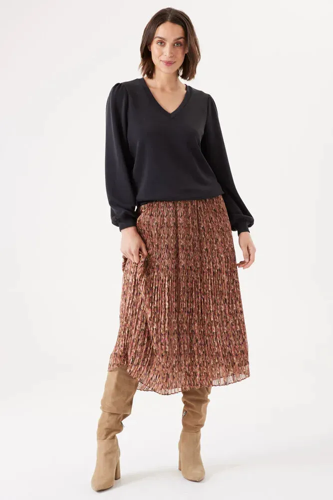GARCIA WOMEN'S PLEATED MIDI SKIRT WITH ALLOVER PRINT