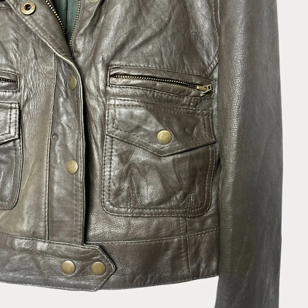 Genuine Leather Women's Cropped Jacket