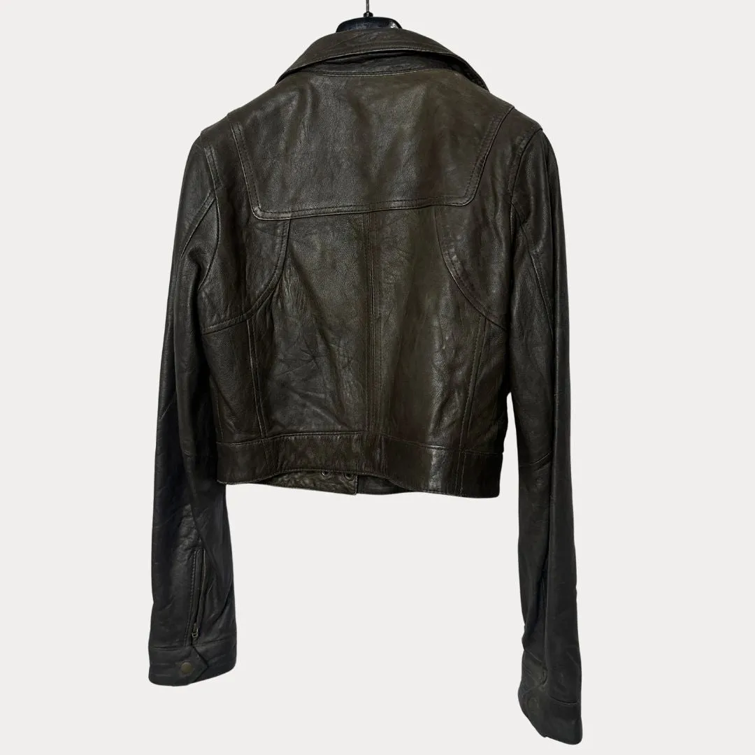 Genuine Leather Women's Cropped Jacket