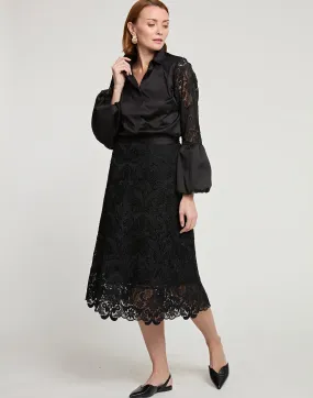 Gloria Midi Skirt - Black Lace