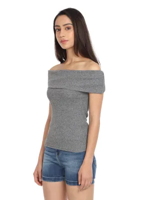Grey Fold-Over Top