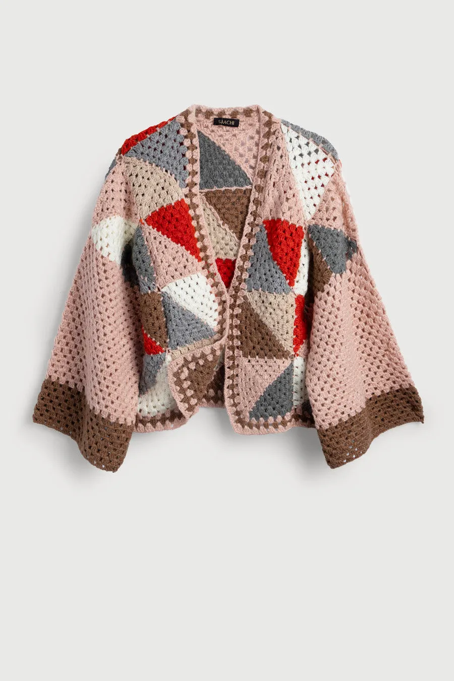 Hand-Crocheted Geometric Short Jacket