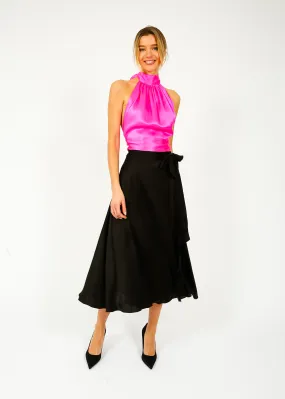 HARMUR Midi Wrap Skirt in Black