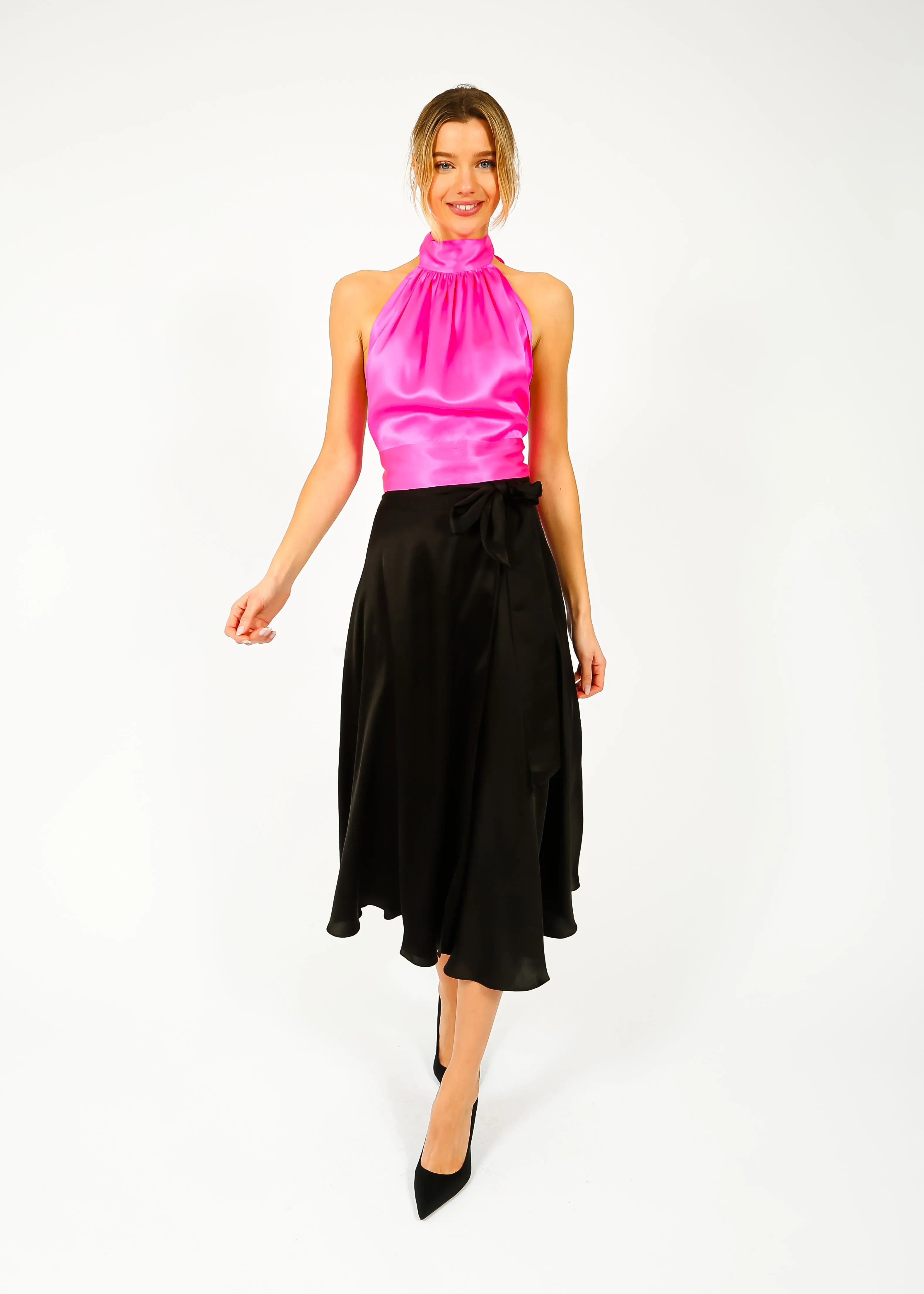 HARMUR Midi Wrap Skirt in Black