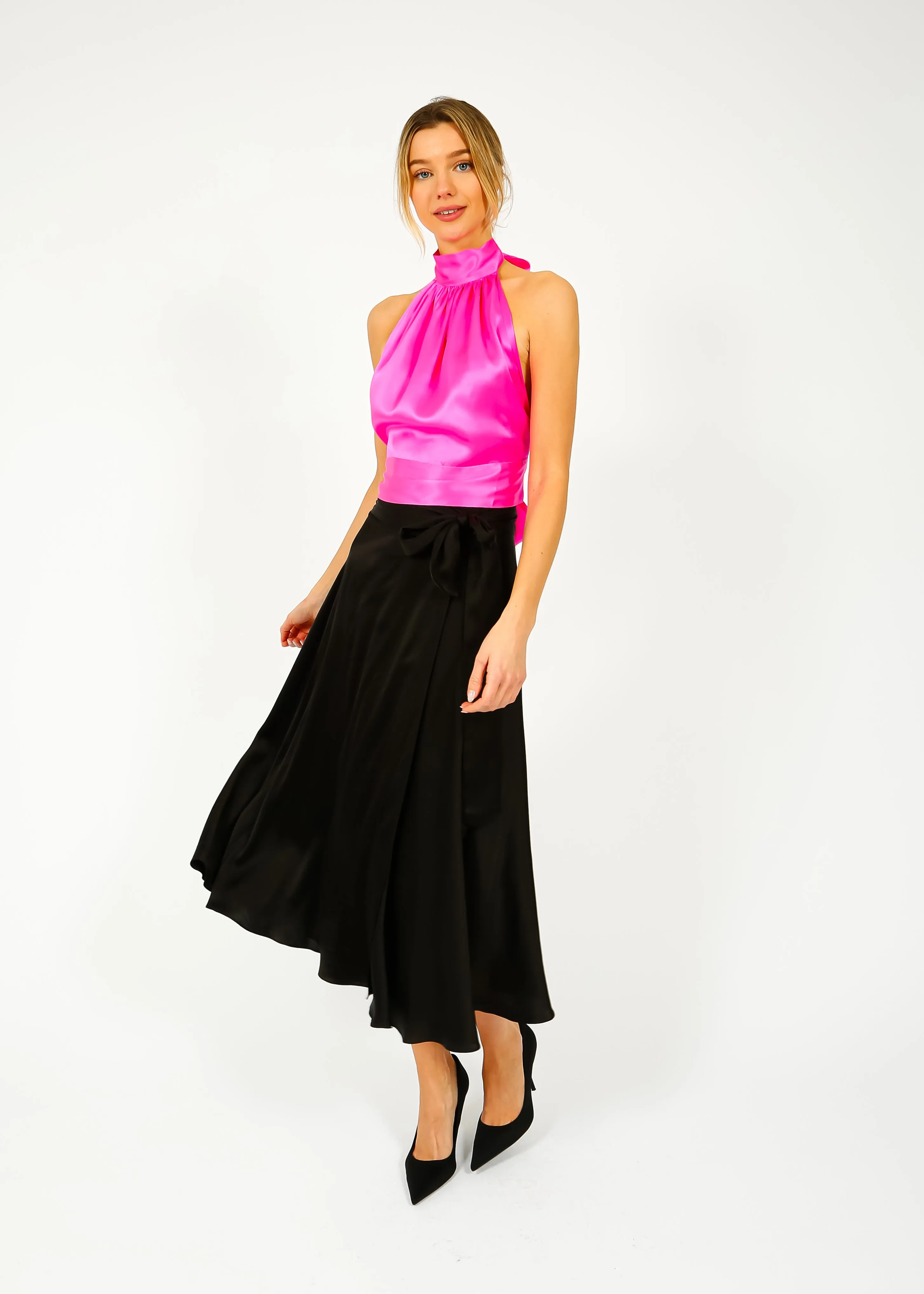 HARMUR Midi Wrap Skirt in Black
