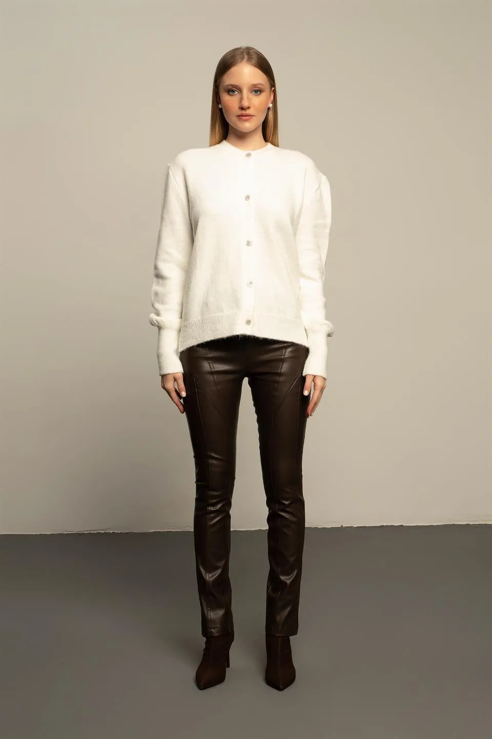 High Waist Dark Vegan Leather Pants