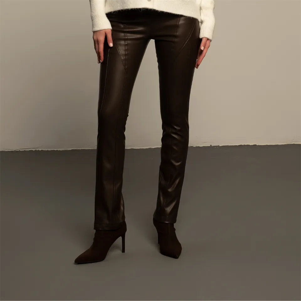 High Waist Dark Vegan Leather Pants