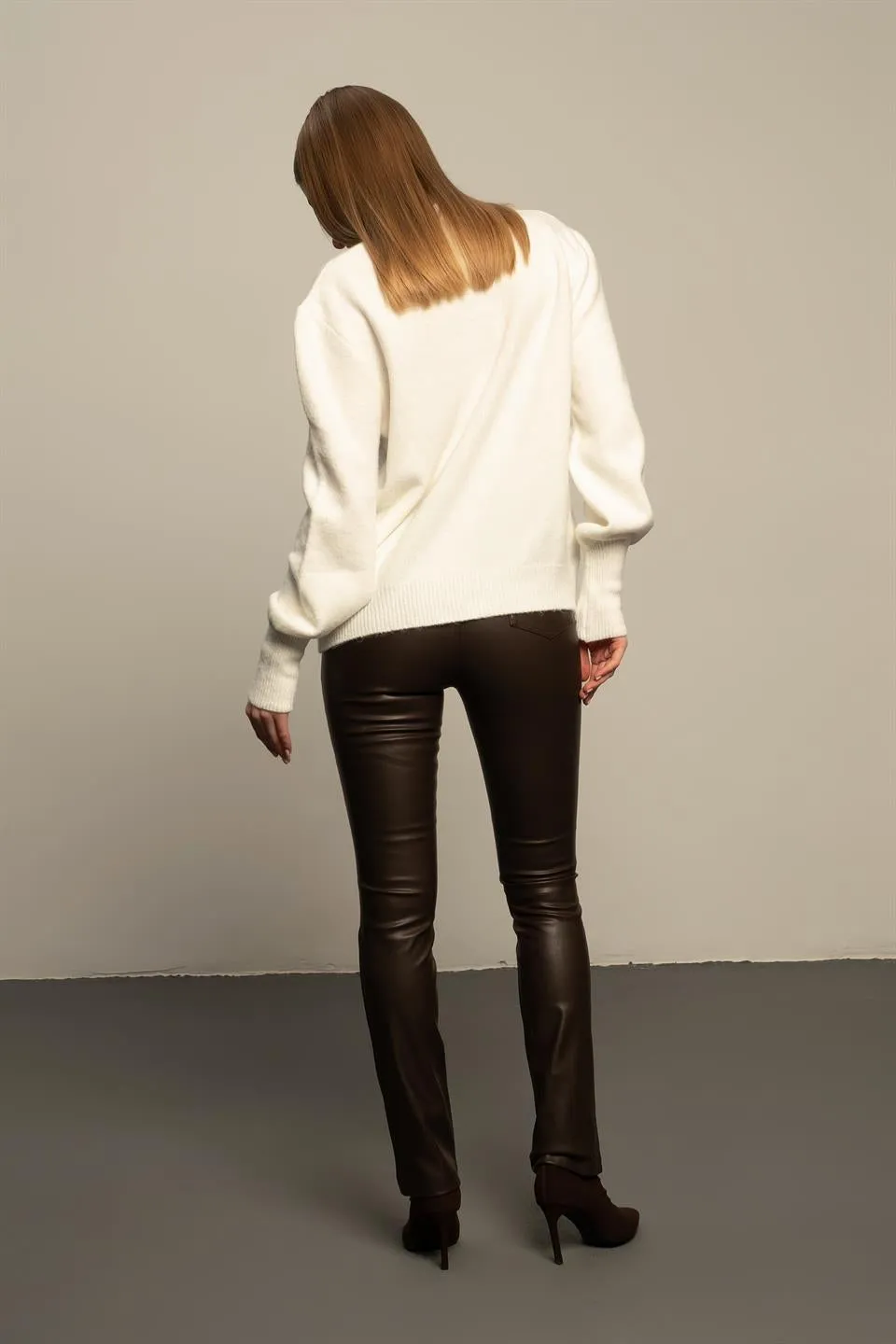 High Waist Dark Vegan Leather Pants