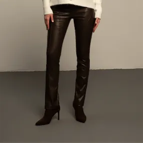 High Waist Dark Vegan Leather Pants