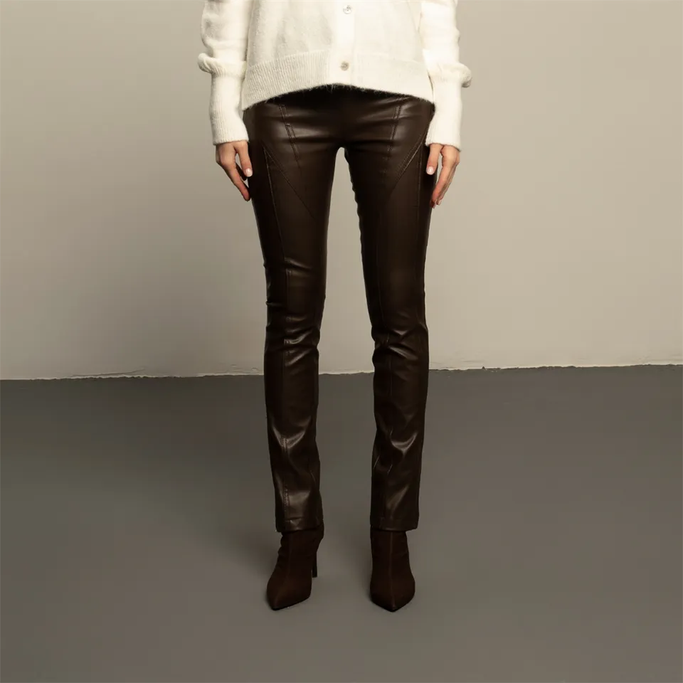 High Waist Dark Vegan Leather Pants