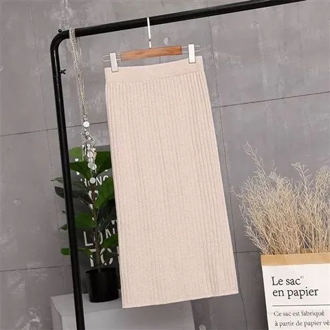 High Waist Mid-Length Knitted Skirt Pants