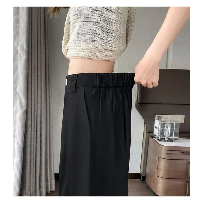 High Waist Pleated Loose Cutting Wide Leg Pants