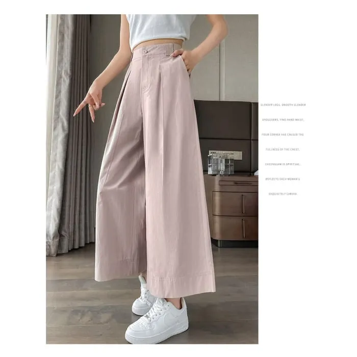 High Waist Pleated Loose Cutting Wide Leg Pants