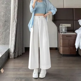 High Waist Pleated Loose Cutting Wide Leg Pants