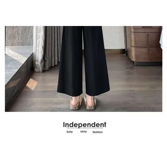 High Waist Pleated Loose Cutting Wide Leg Pants