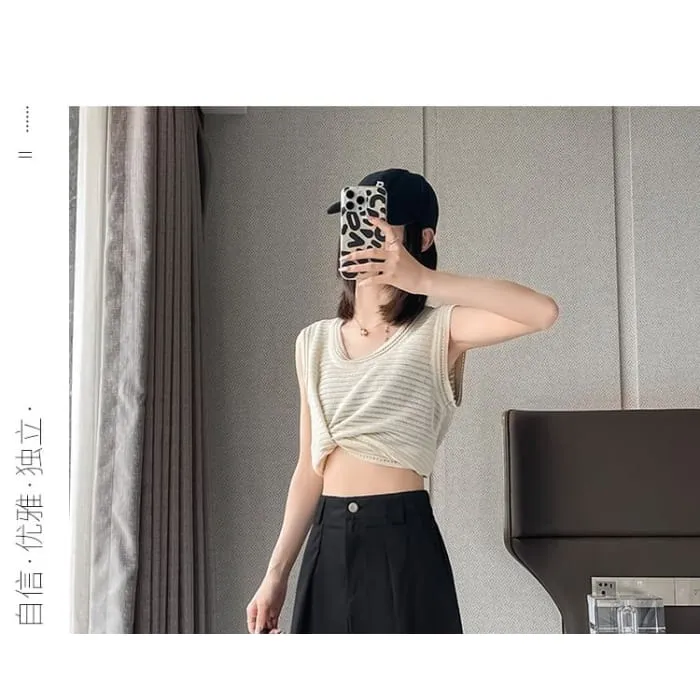 High Waist Pleated Loose Cutting Wide Leg Pants