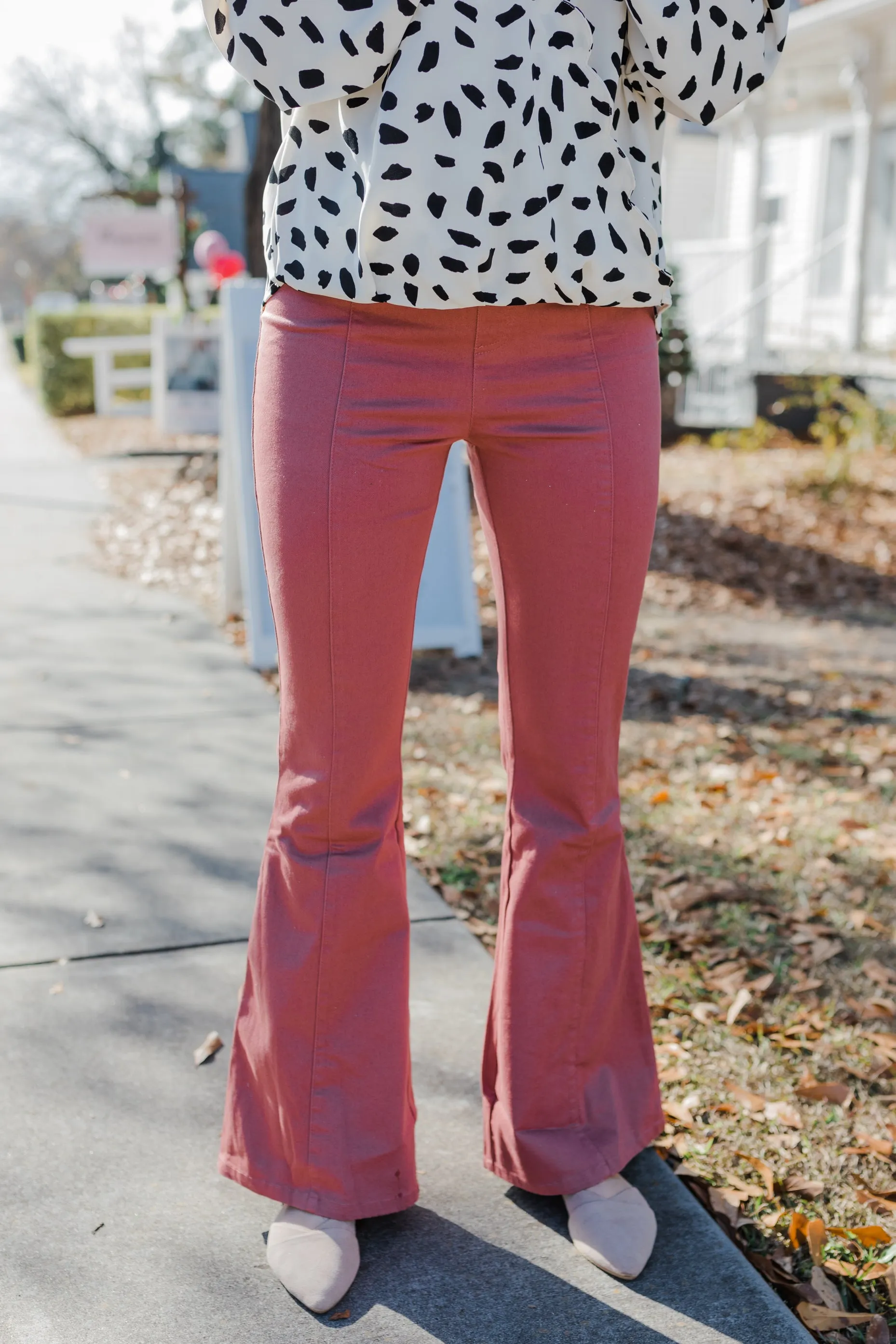 High Waist Stretch Flare Bottom Pants