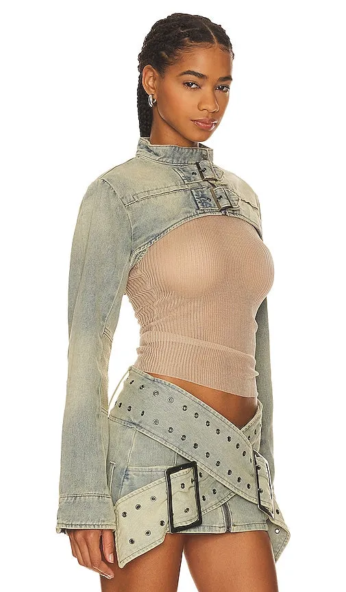 Jaded London Assassin Ultra Cropped Jacket in Blue