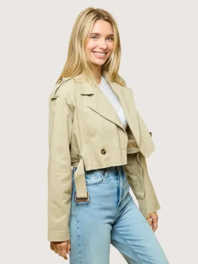 Khaki Cropped Trench Jacket