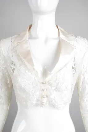 Lace Cropped Tuxedo Jacket