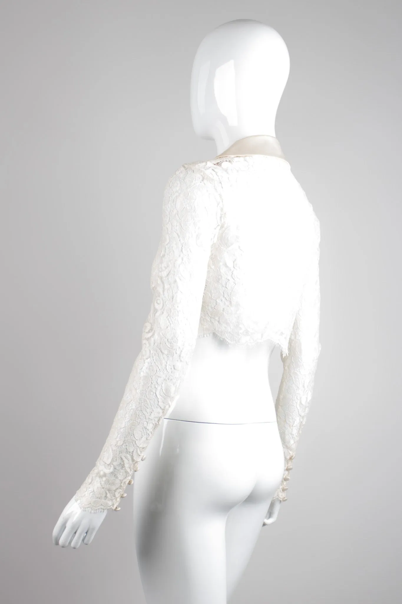 Lace Cropped Tuxedo Jacket
