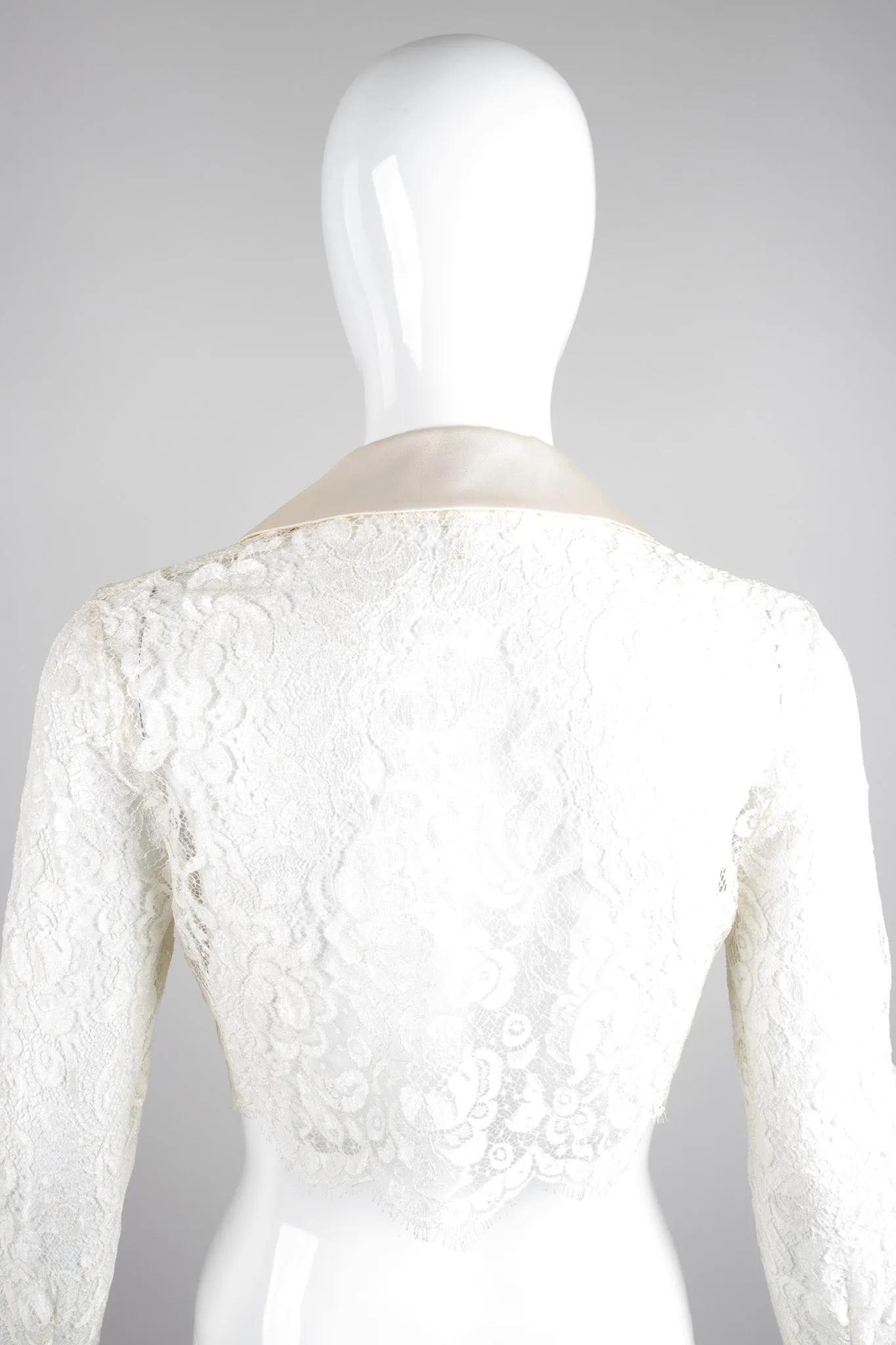 Lace Cropped Tuxedo Jacket