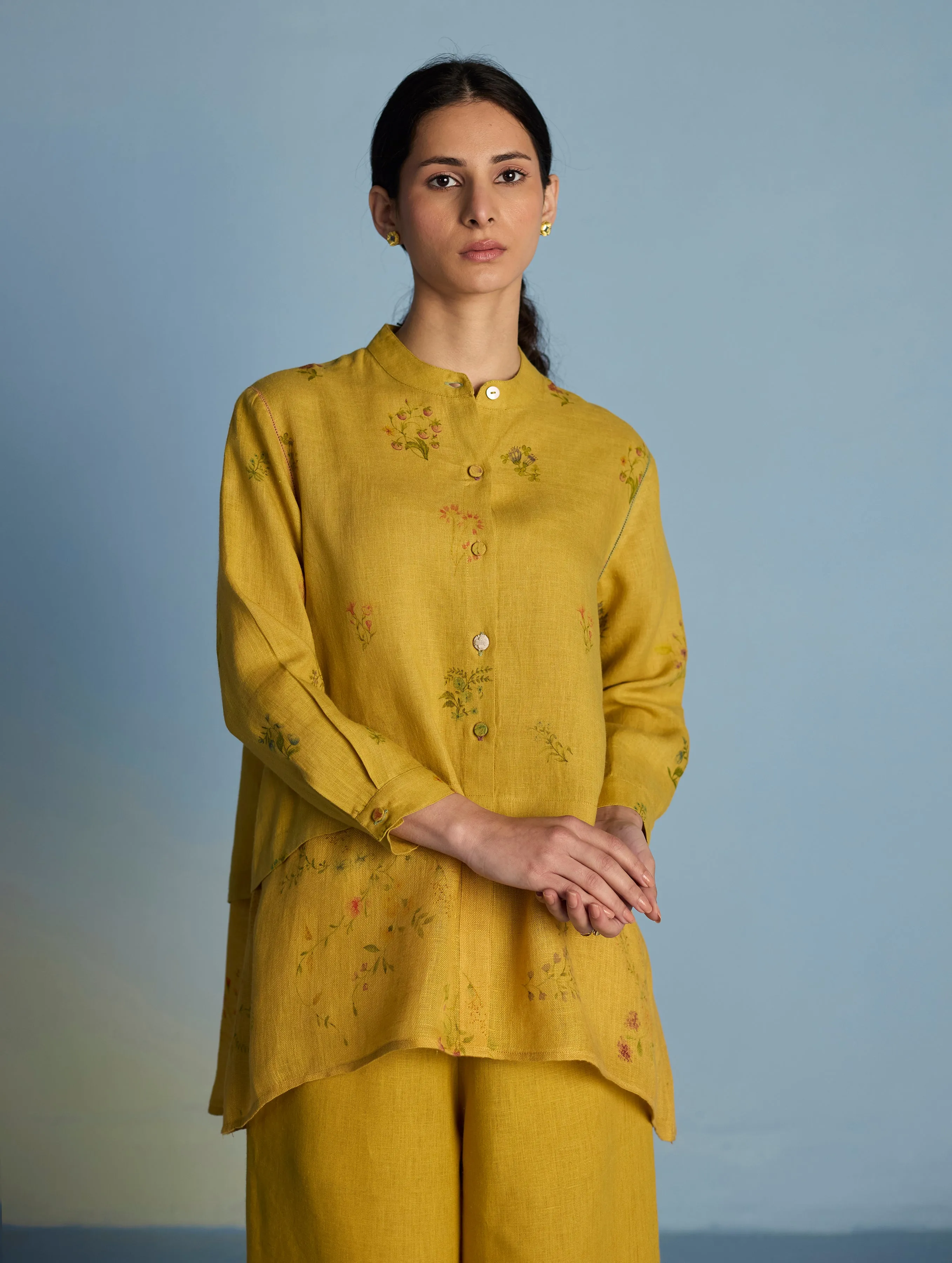 Leina A- Line Linen Co-ord Set - Ochre
