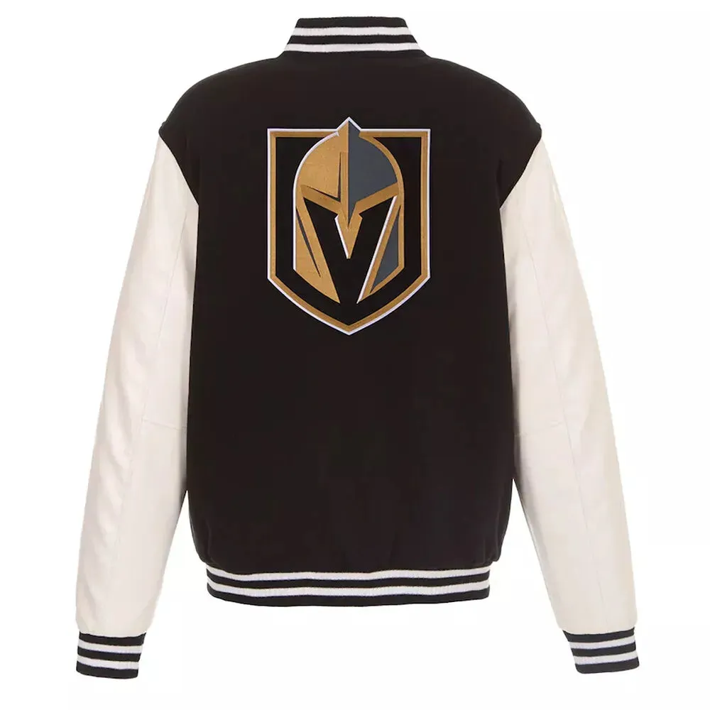 Letterman Vegas Golden Knights Varsity Black and White Jacket