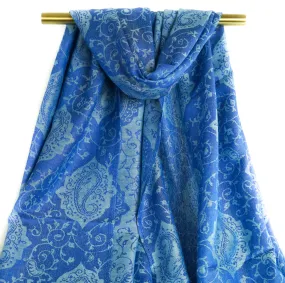 Light Blue Royal Paisley Pashmina Scarf Bohemian Shawl