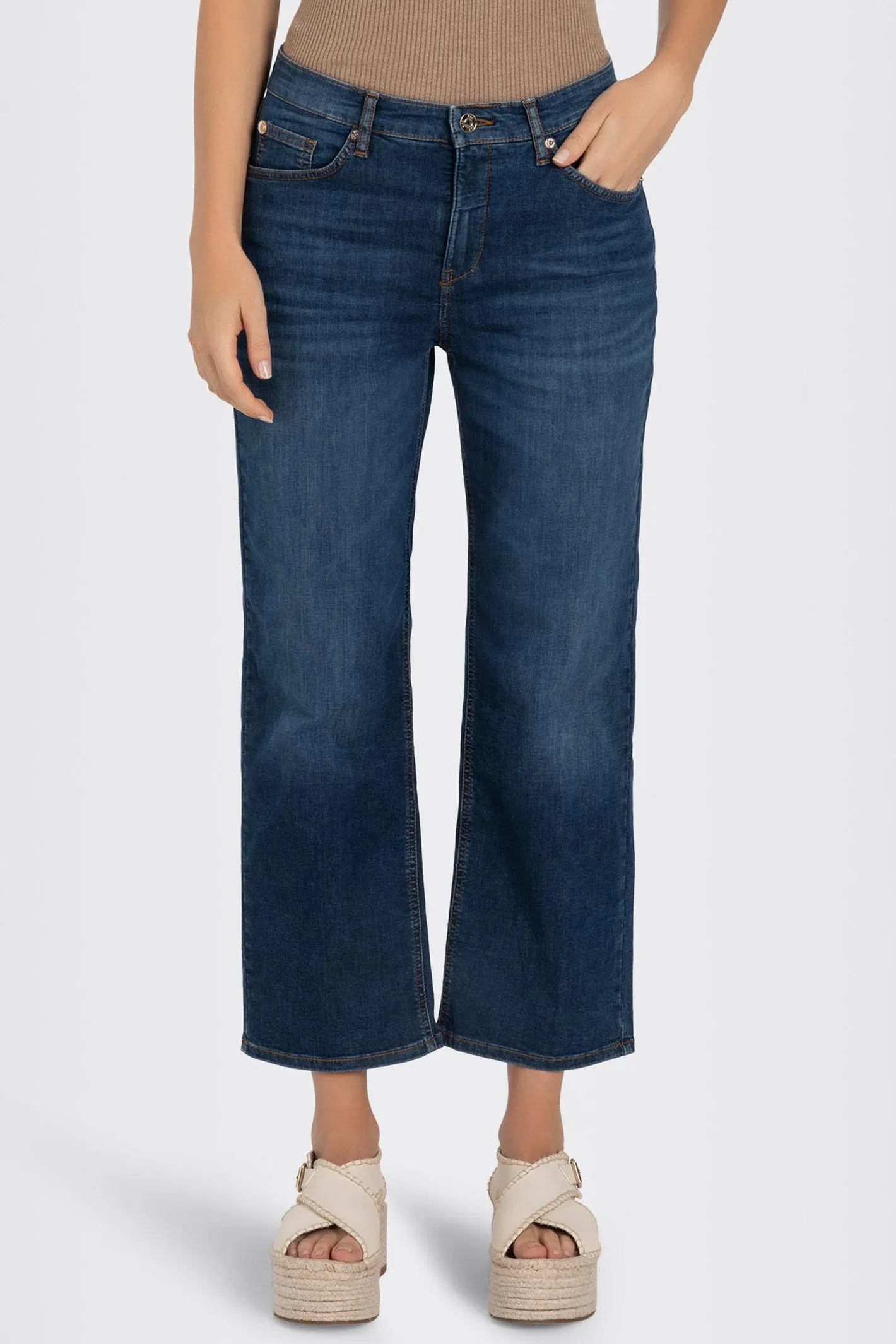 Mac 5984-9B-0391L D544 Basic Blue Stone Light Weight Denim Culottes