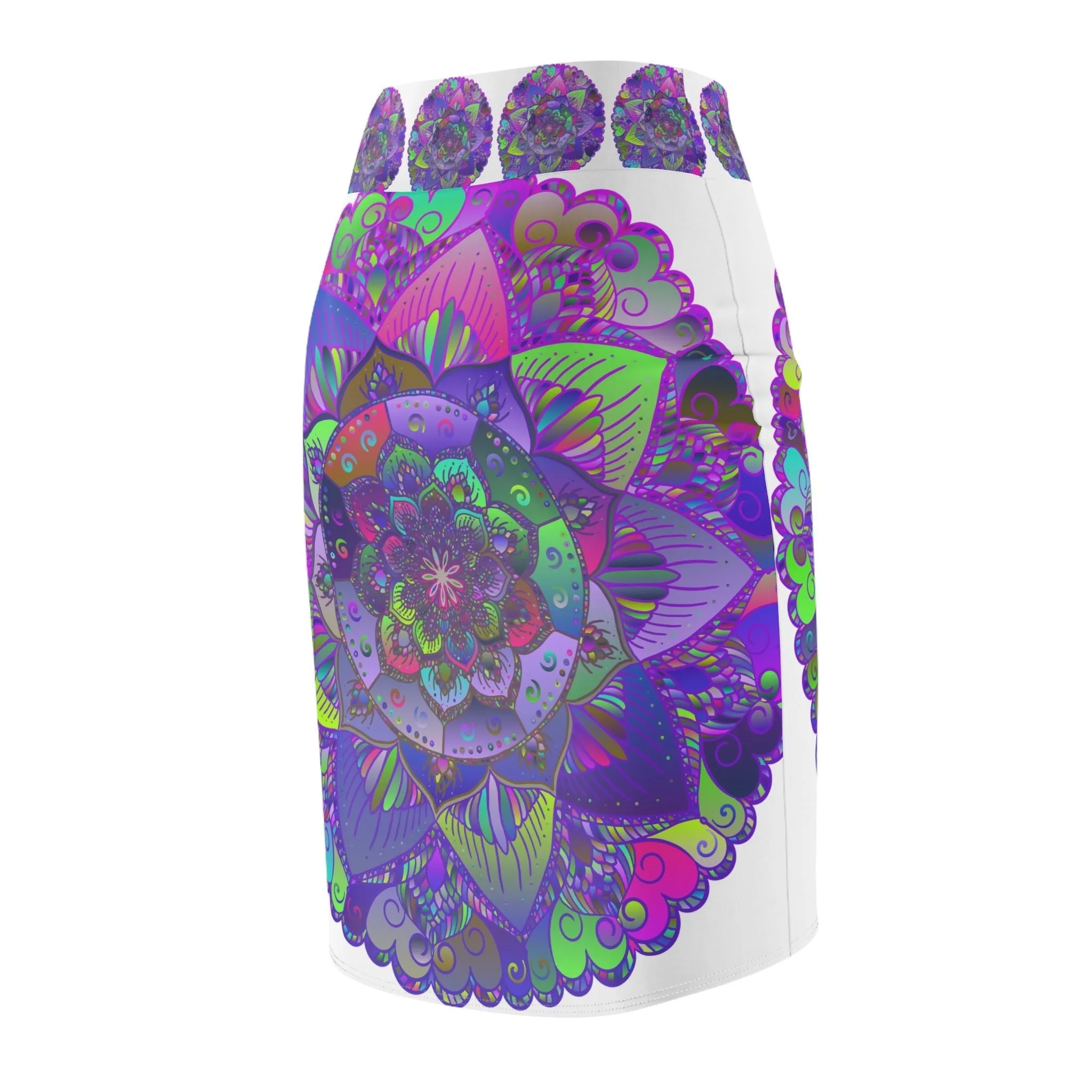 Mandala Pencil Skirt - Vibrant Purple & Azure
