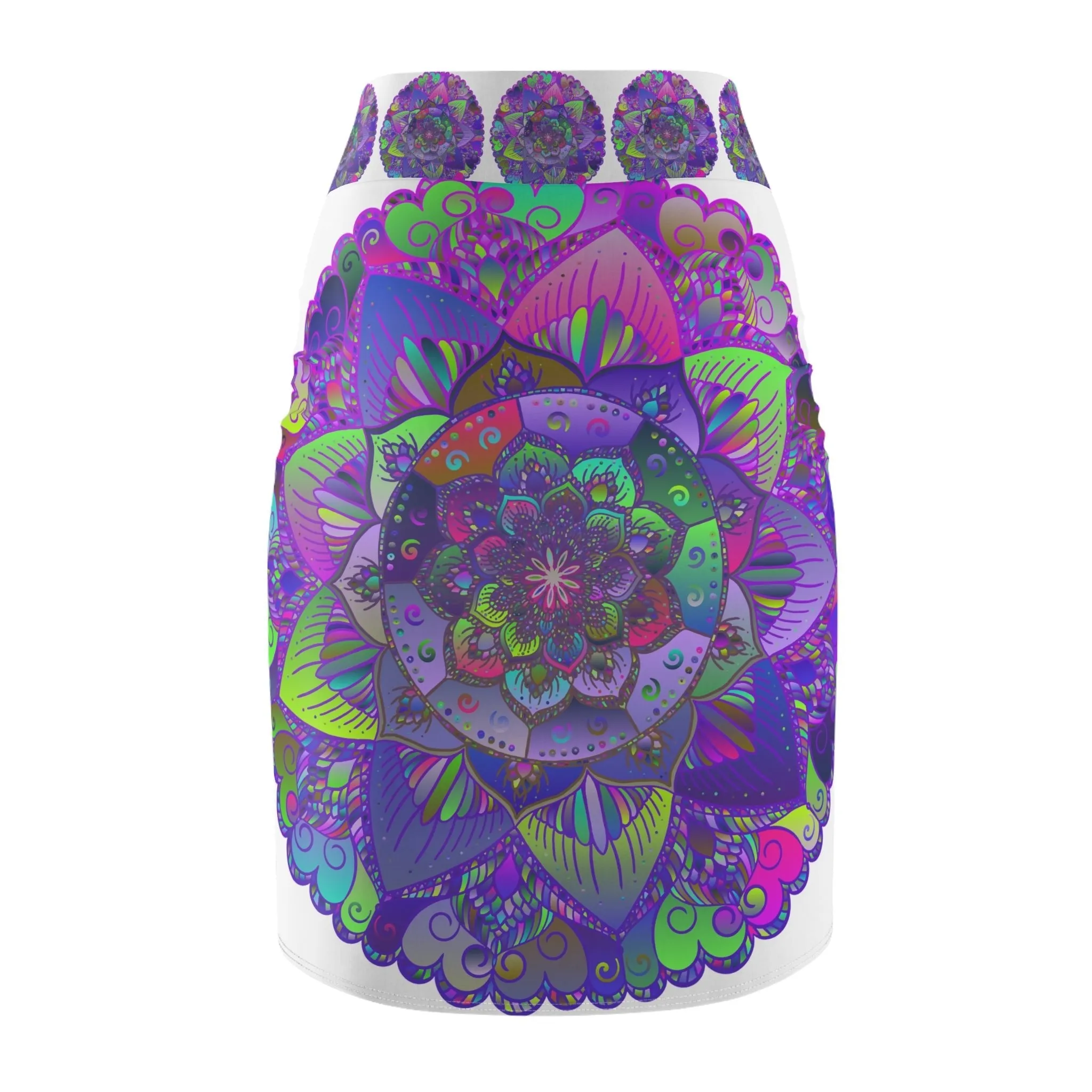 Mandala Pencil Skirt - Vibrant Purple & Azure