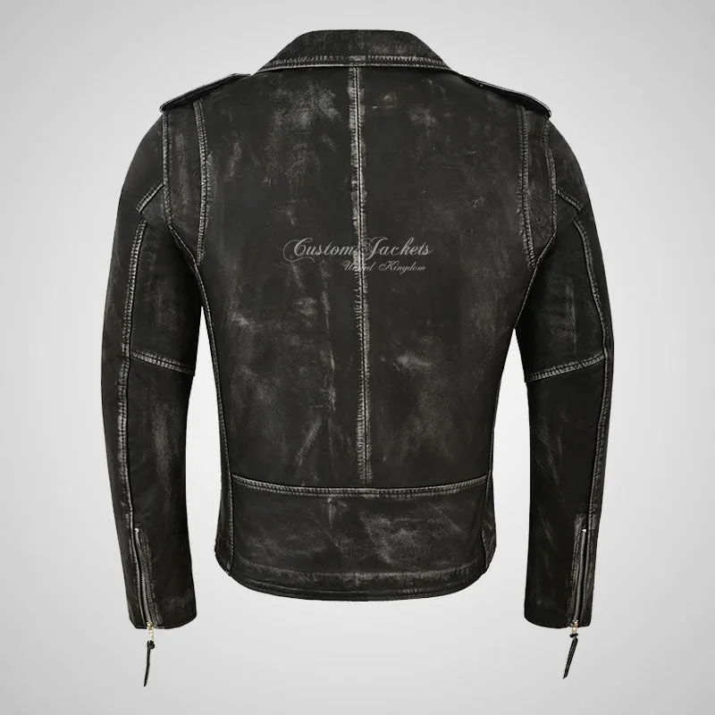 MARLON BRANDO Mens Biker Leather Jacket Vintage Waxed Jacket