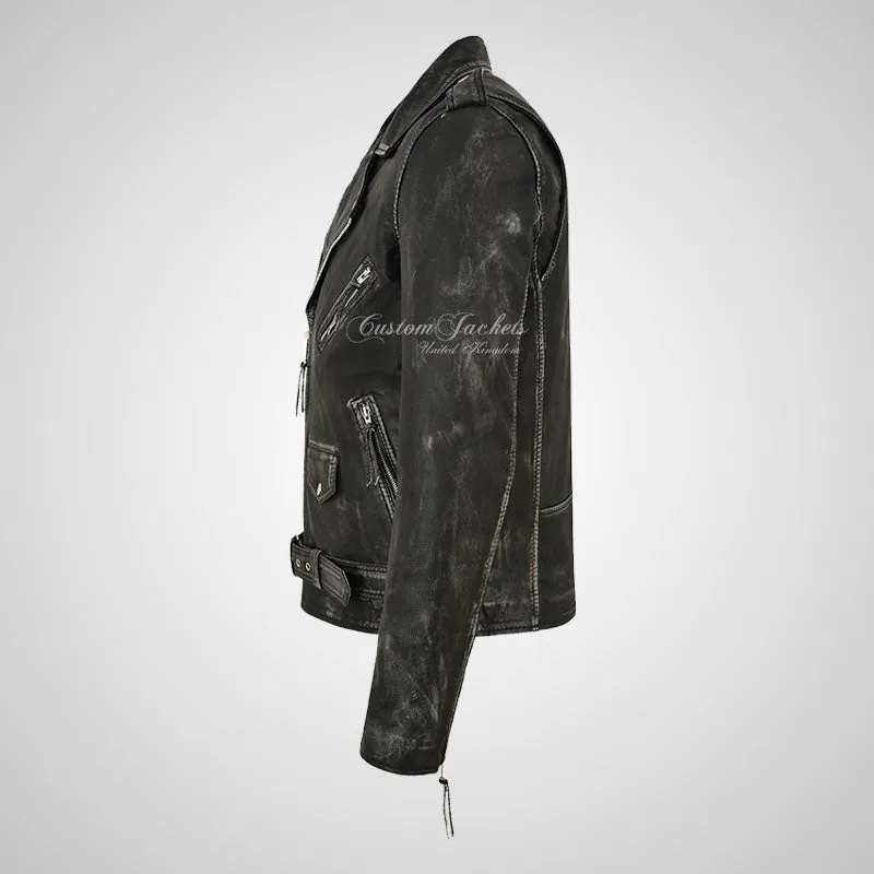 MARLON BRANDO Mens Biker Leather Jacket Vintage Waxed Jacket