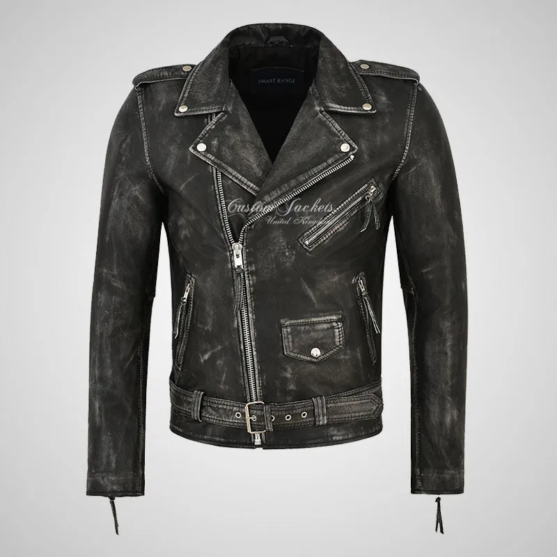 MARLON BRANDO Mens Biker Leather Jacket Vintage Waxed Jacket