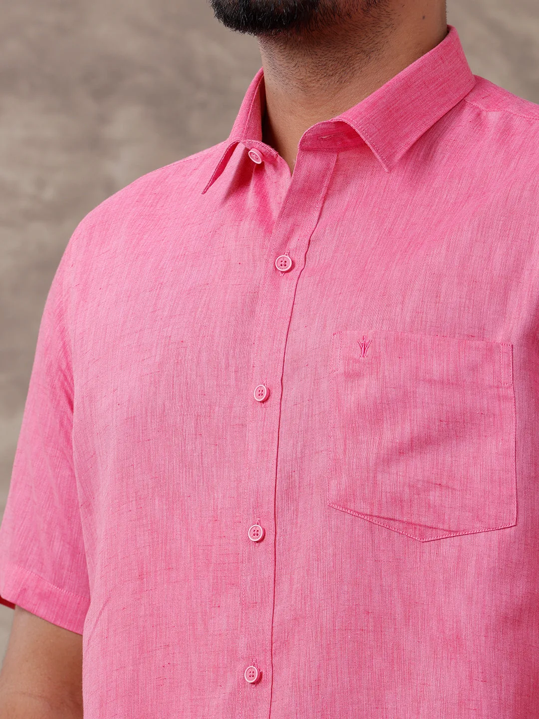 Men Matching Border Dhoti & Shirt Set Half Pink C34