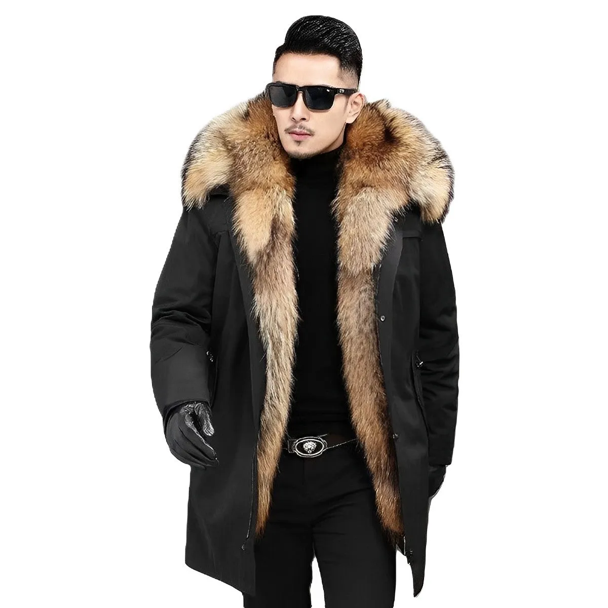 Men's Long Faux Fur Winter Coat