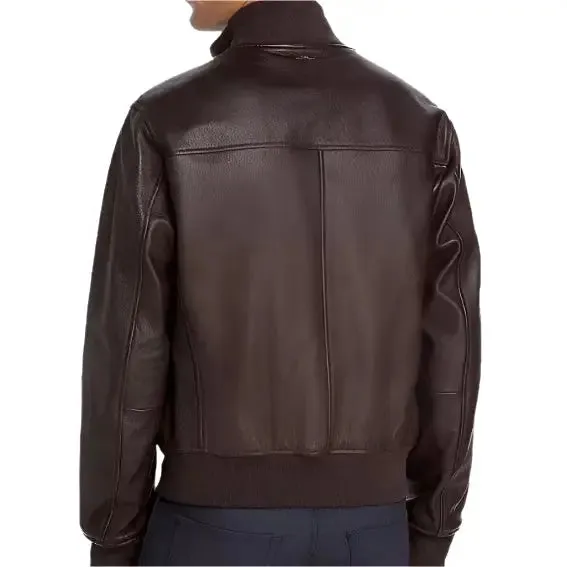 Men's Seamless Brown Bomber Jacket