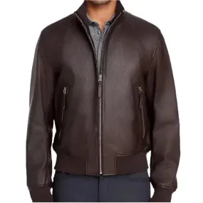 Men's Seamless Brown Bomber Jacket