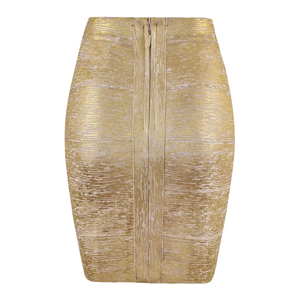 Metallic Bandage Pencil Skirt