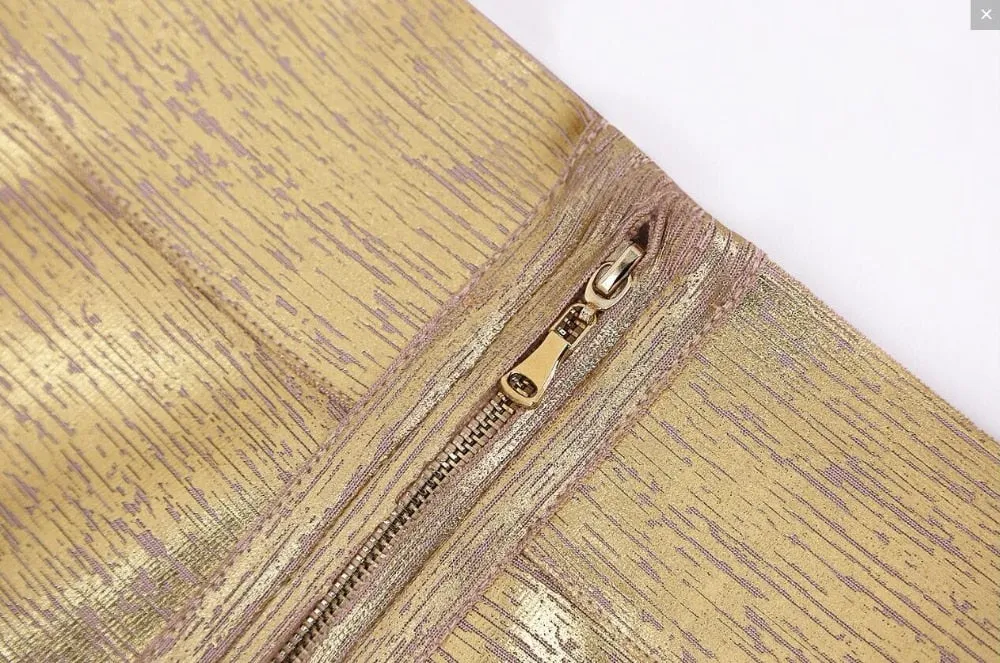 Metallic Bandage Pencil Skirt