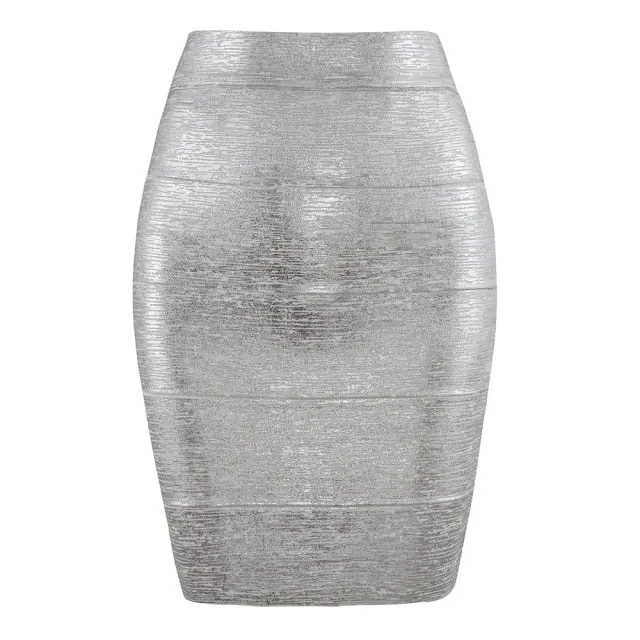 Metallic Bandage Pencil Skirt