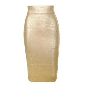 Metallic Bandage Pencil Skirt