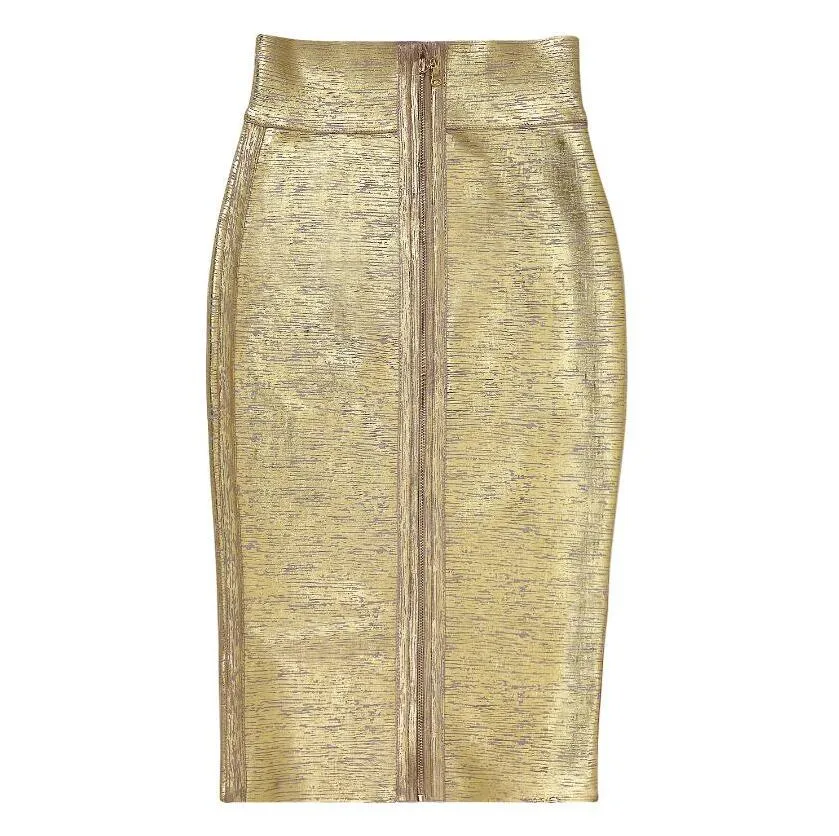 Metallic Bandage Pencil Skirt